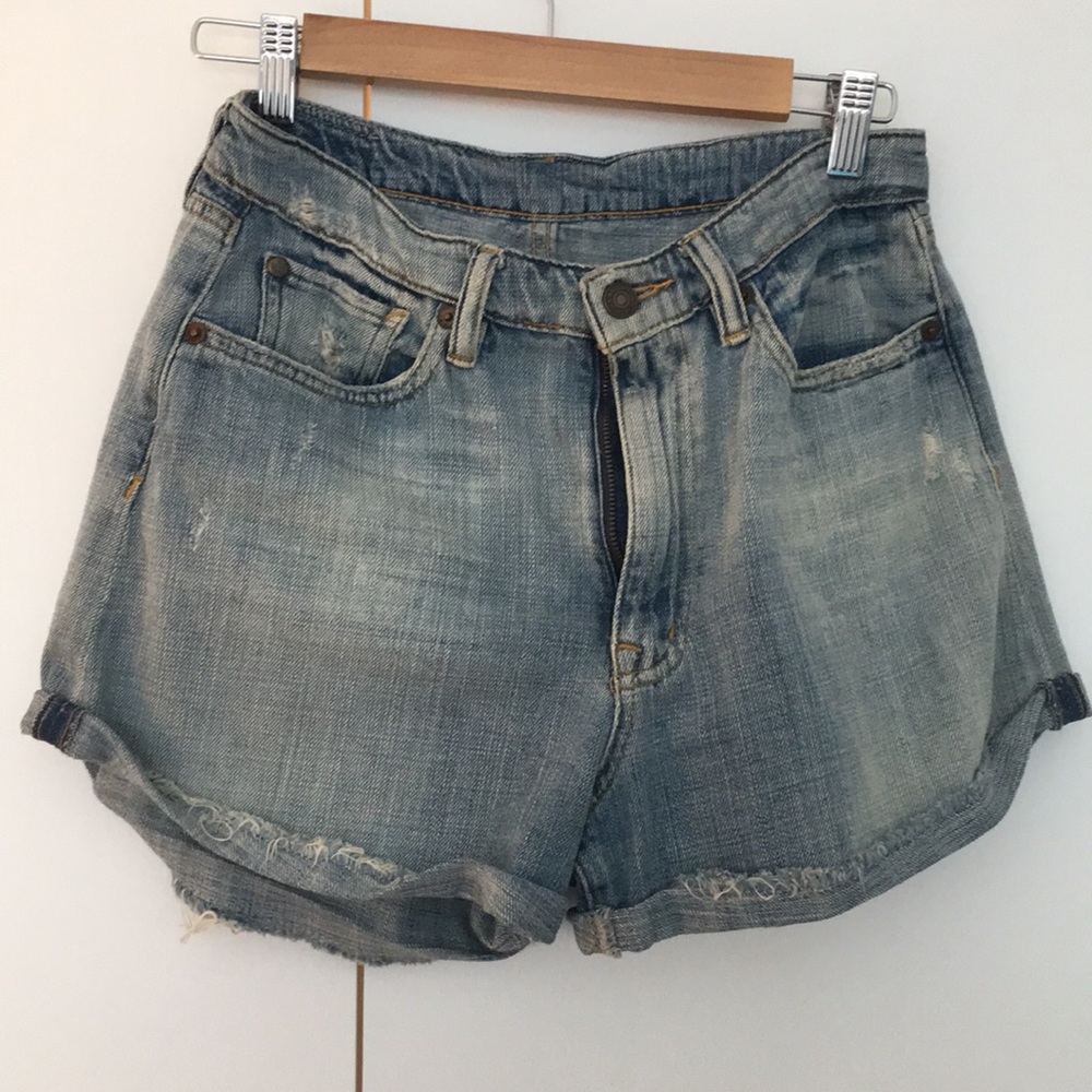 High-waisted denim shorts